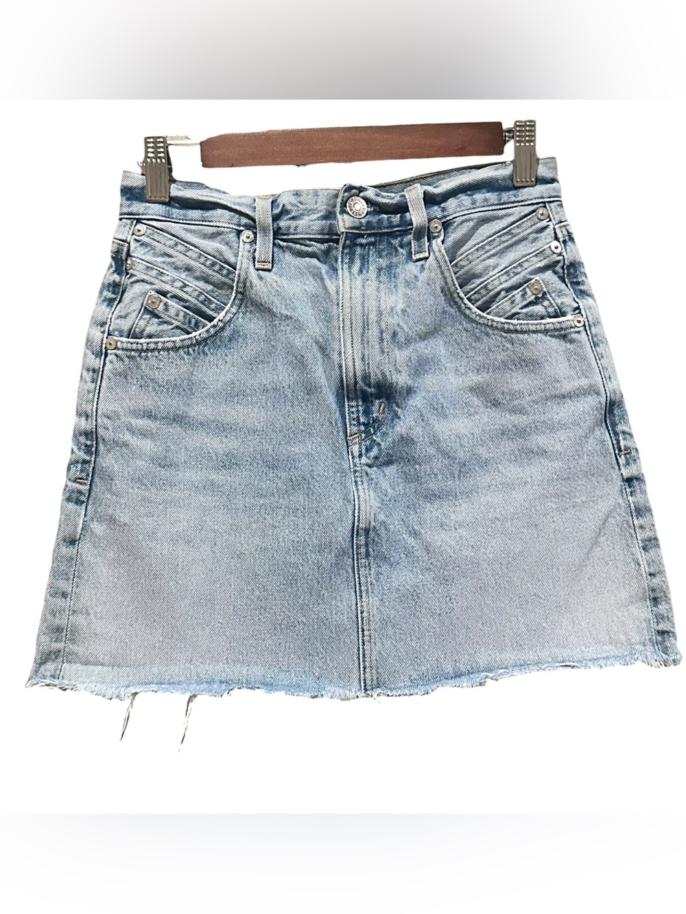 AGOLDE Light Wash Raw Hem Denim Skirt Women’s Size 25